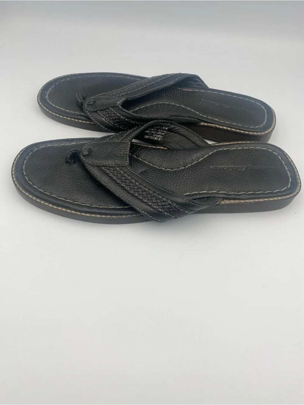 Tommy Bahama Black Leather Flip-Flops